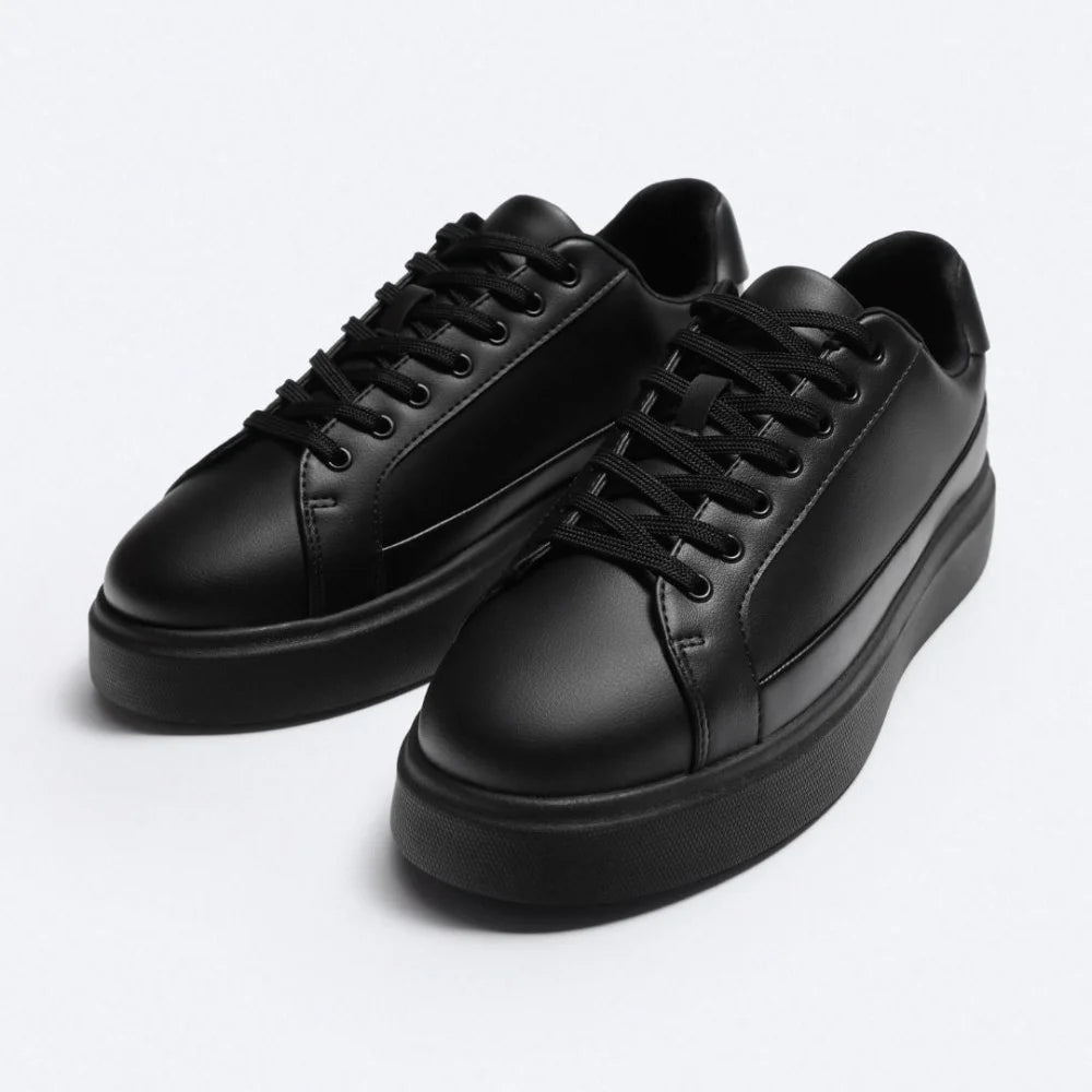 ZARA MONOCHROME CHUNKY SOLE SNEAKERS - BLKBLK