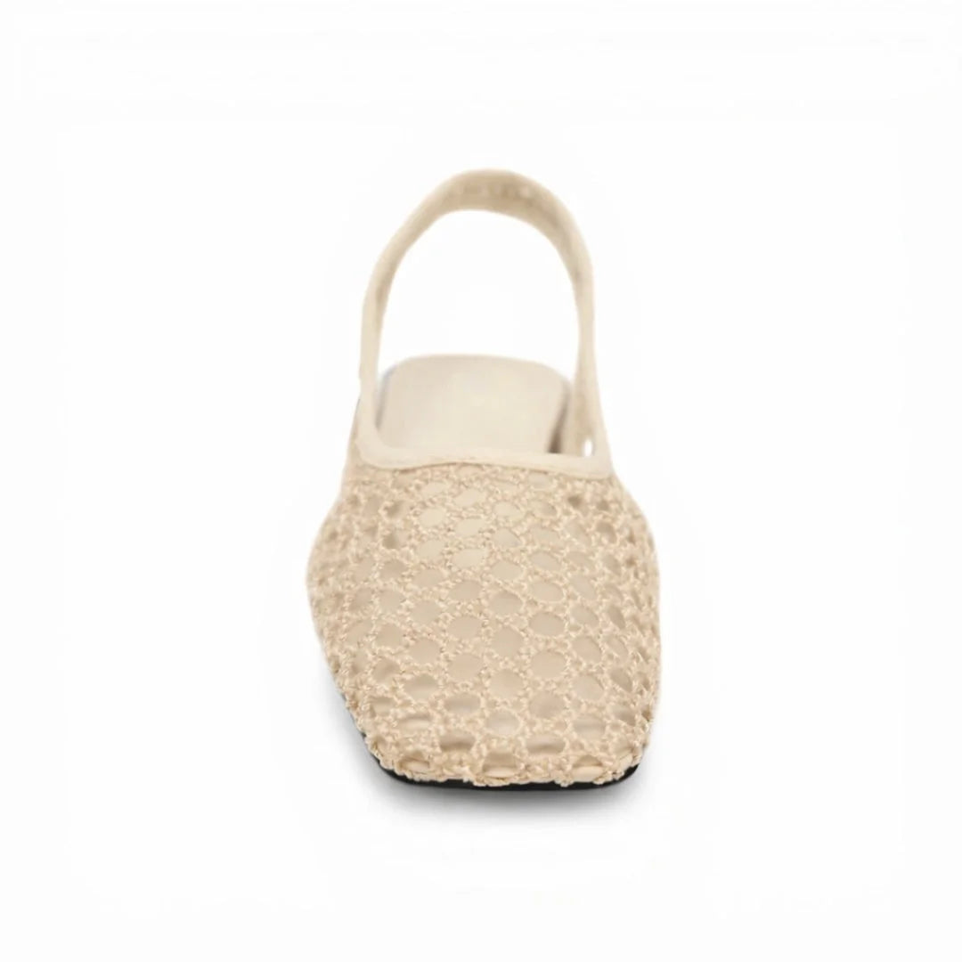 ZARA Open-Back Fishnet Ballet Flats Women 6556-201-BEG