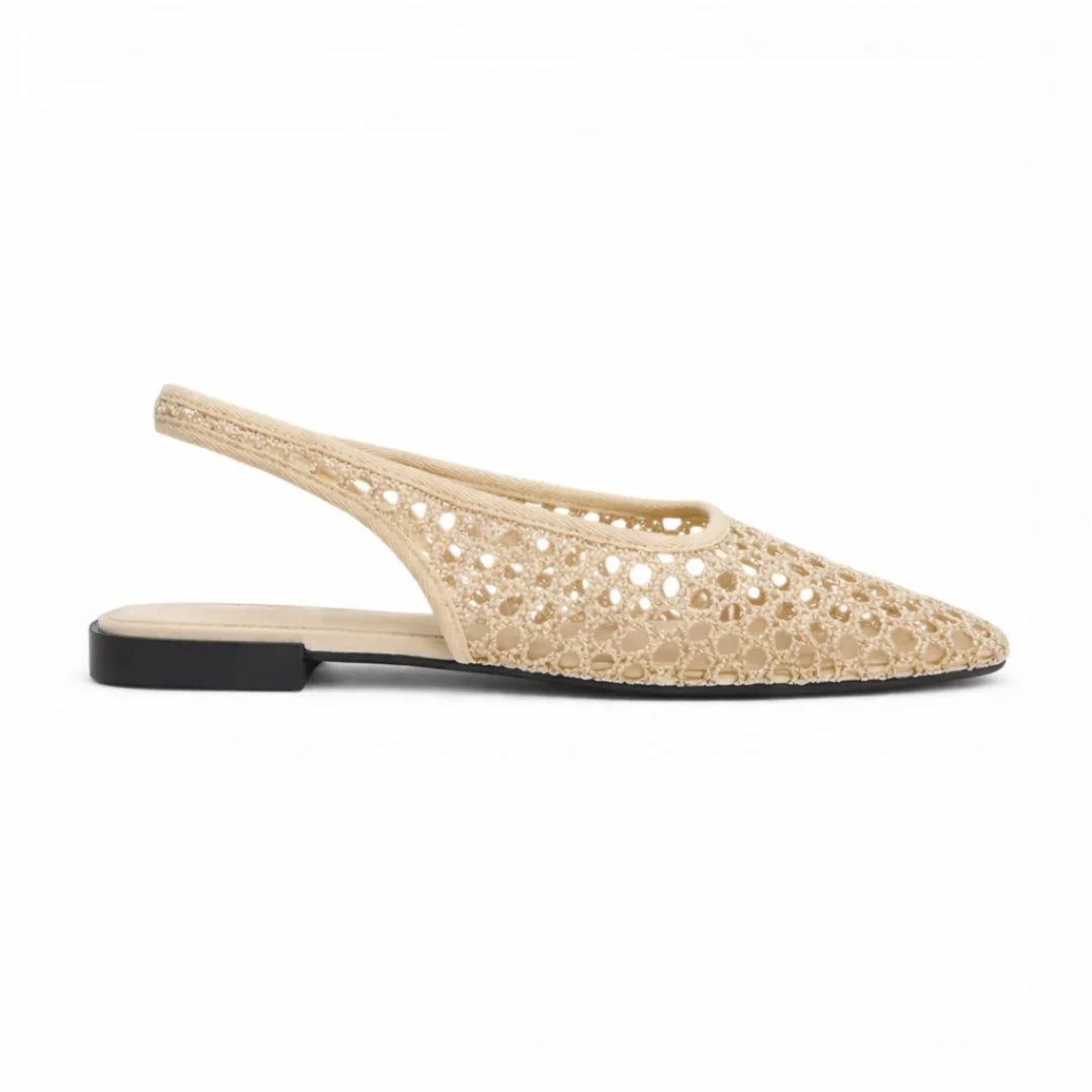 ZARA Open-Back Fishnet Ballet Flats Women 6556-201-BEG
