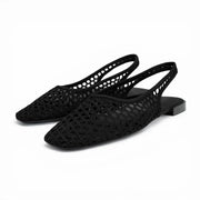 ZARA Open-Back Fishnet Ballet Flats Women 6556-201-BLK - Black / 37