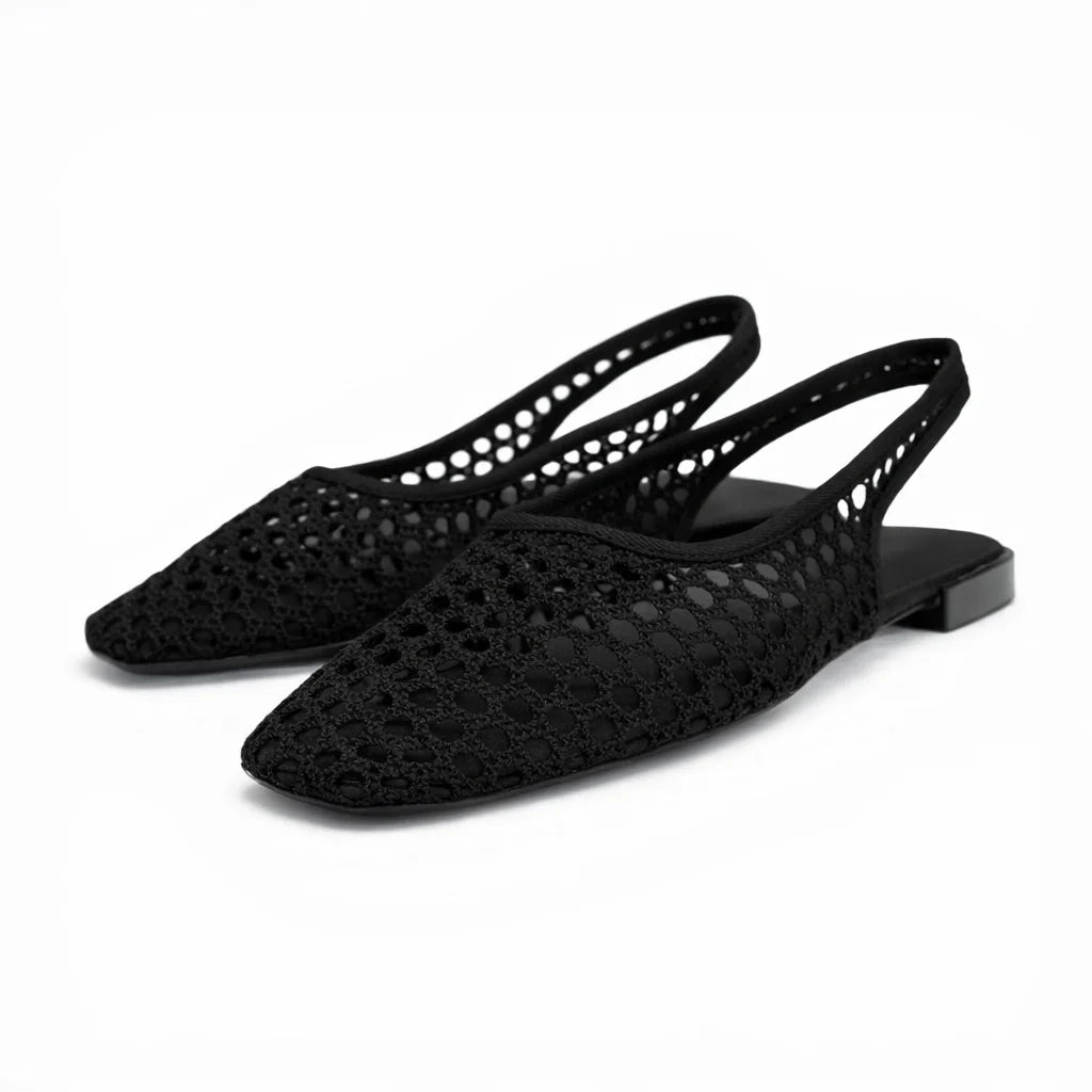 ZARA Open-Back Fishnet Ballet Flats Women 6556-201-BLK - Black / 37