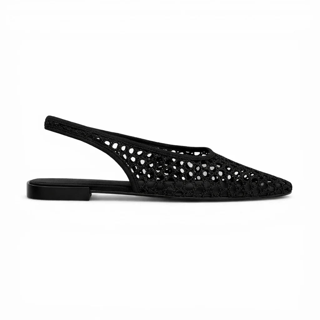 ZARA Open-Back Fishnet Ballet Flats Women 6556-201-BLK