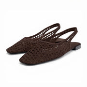 ZARA Open-Back Fishnet Ballet Flats Women 6556-201-BRN - Brown / 37