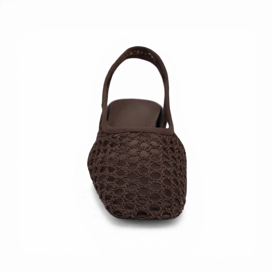 ZARA Open-Back Fishnet Ballet Flats Women 6556-201-BRN