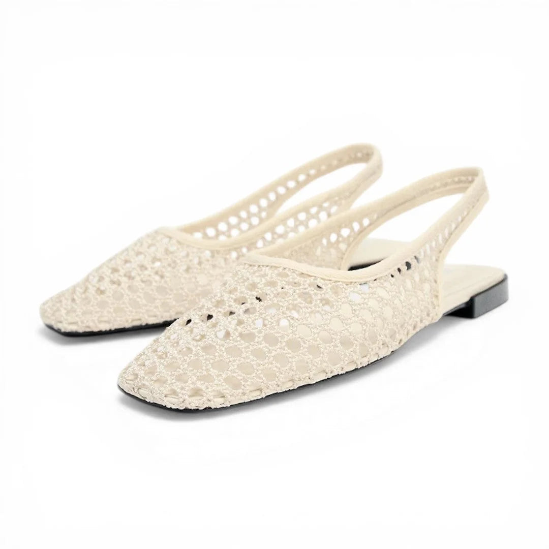ZARA Open-Back Fishnet Ballet Flats Women 6556-201-OFFWHT - Off White / 37