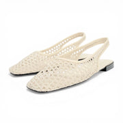 ZARA Open-Back Fishnet Ballet Flats Women 6556-201-OFFWHT - Off White / 37