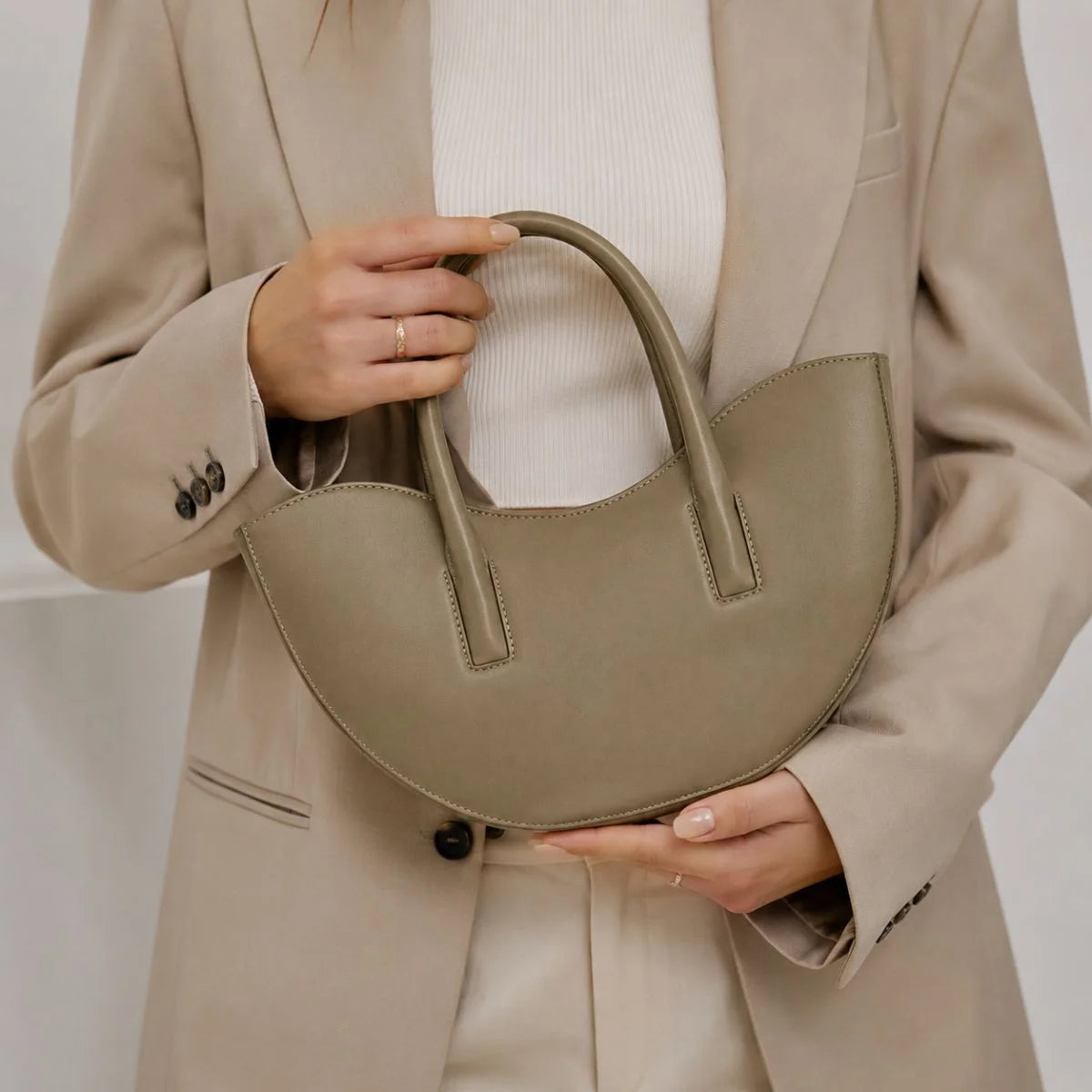 ZARA Oval Mini Tote Bag Handbag Women - OLV - Olive