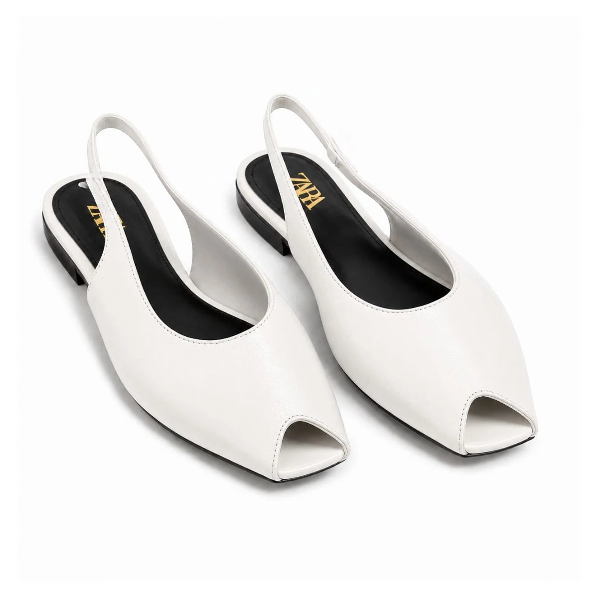 ZARA Slides Leather SANDALS Women 2612-112 -WHT - White / 37