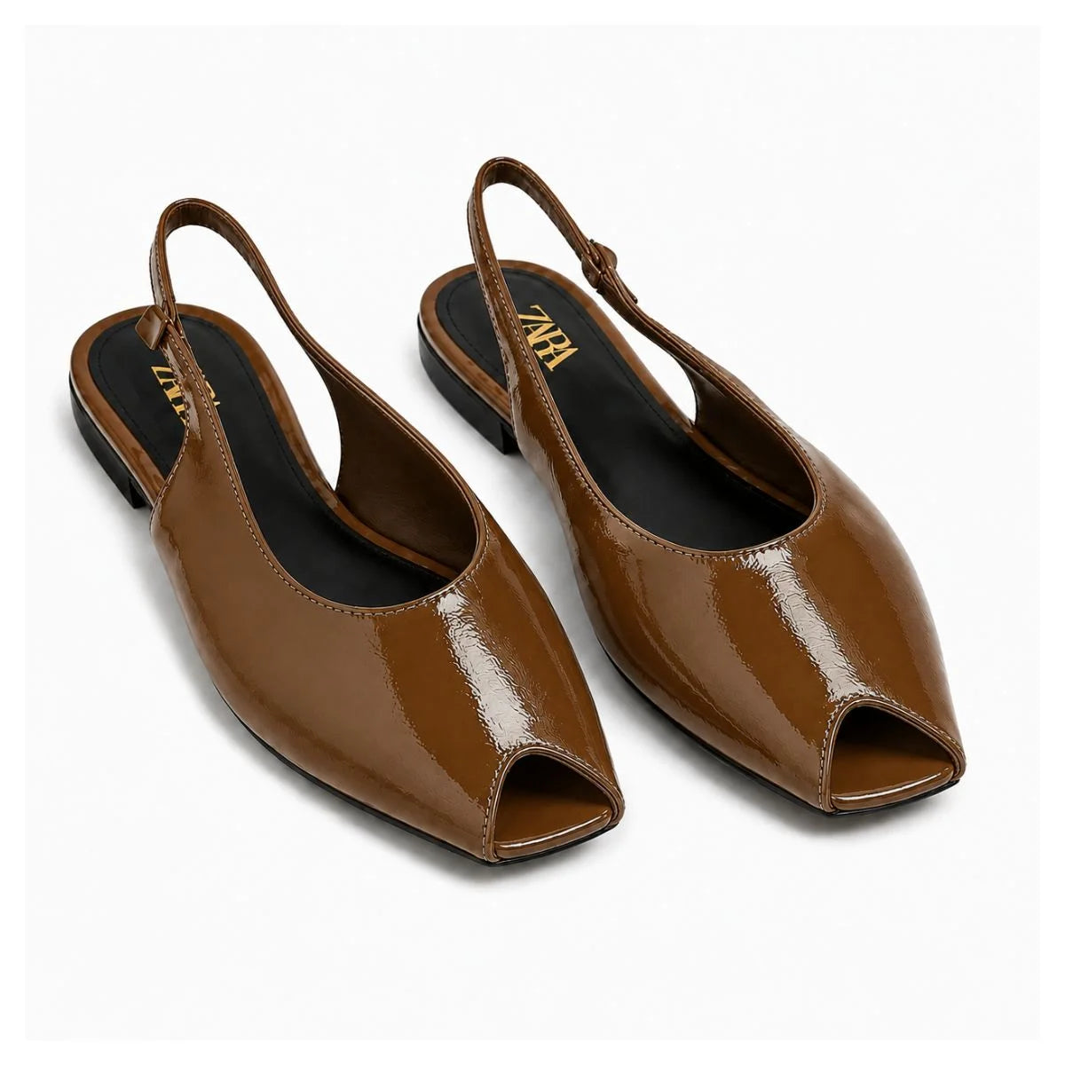 ZARA Slides Leather SANDALS Women 2612-113 -BRN - Brown / 37