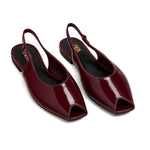 ZARA Slides Leather SANDALS Women 2612-114 -BUR - Burgundy / 37