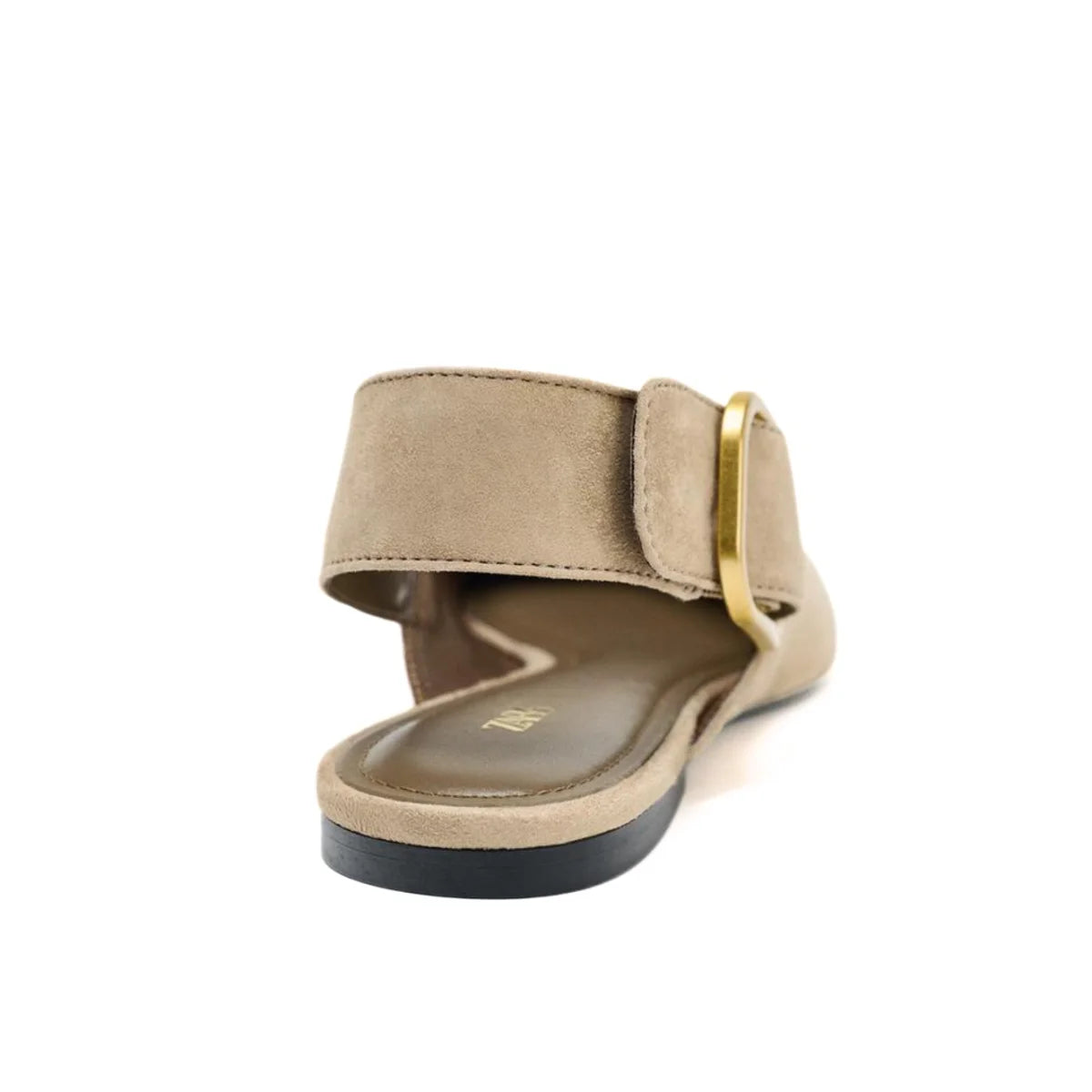 ZARA SPLIT SUEDE WITH BUCKLE Sandals Women 923-3- BEG
