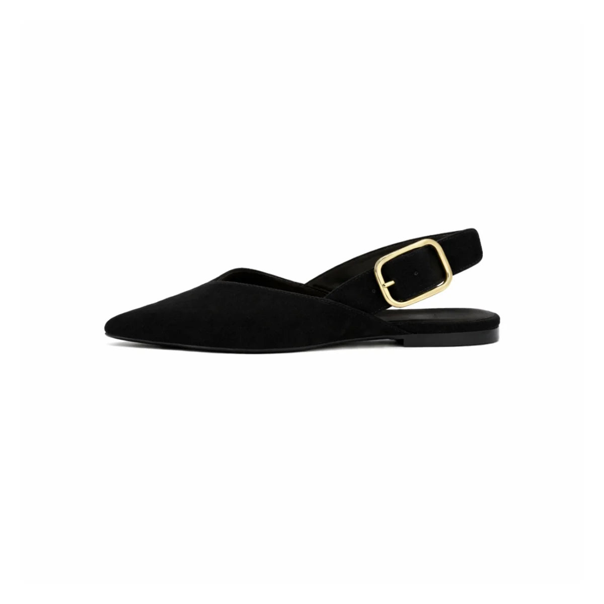 ZARA SPLIT SUEDE WITH BUCKLE Sandals Women 923-3- BLK