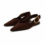ZARA SPLIT SUEDE WITH BUCKLE Sandals Women 923-3- BRN - Brown / 37