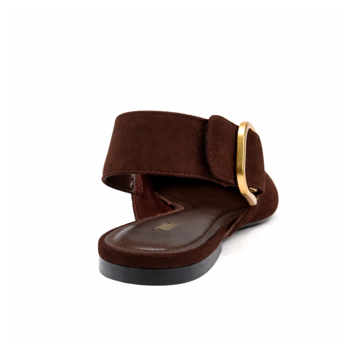 ZARA SPLIT SUEDE WITH BUCKLE Sandals Women 923-3- BRN