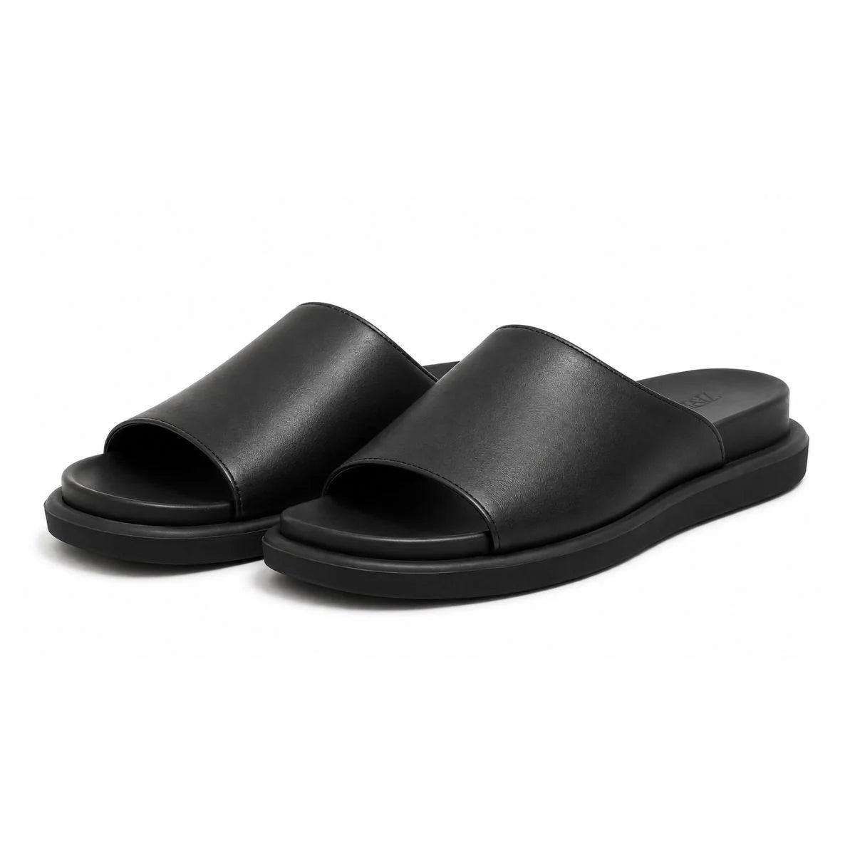 ZARA vibram leather sliders 2338-620-800-BLK - Black / 39